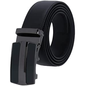labnoft men's auto lock pu leather belt, black