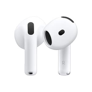 apple airpods 4 wireless earbuds, bluetooth headphones, personalised spatial audio, sweat and water resistant, usb c charging case, h2 chip, up to 30 hours of battery life, effortless setup for iphone