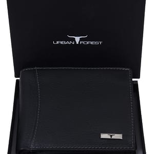urban forest oliver black leather wallet for men, 6 card slot